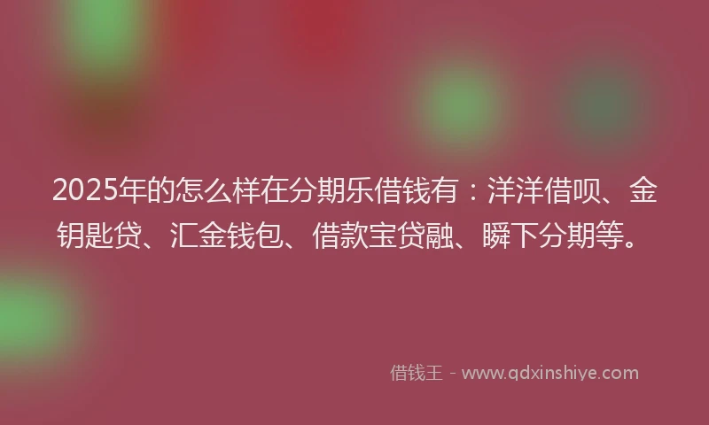 2025年的怎么样在分期乐借钱有：洋洋借呗、金钥匙贷、汇金钱包、借款宝贷融、瞬下分期等。