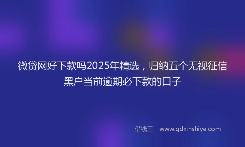 微贷网好下款吗2025年精选，归纳五个无视征信黑户当前逾期必下款的口子