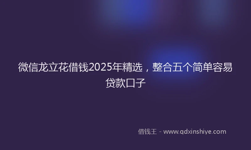 微信龙立花借钱2025年精选，整合五个简单容易贷款口子