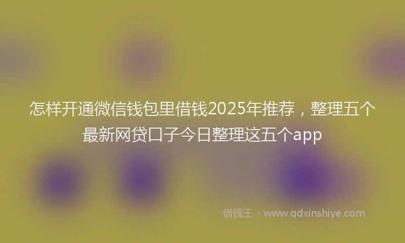 怎样开通微信钱包里借钱2025年推荐，整理五个最新网贷口子今日整理这五个app