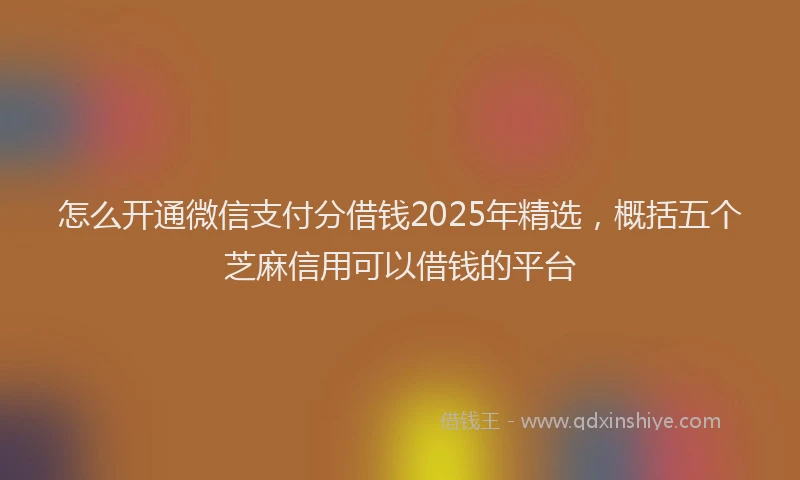 怎么开通微信支付分借钱2025年精选，概括五个芝麻信用可以借钱的平台