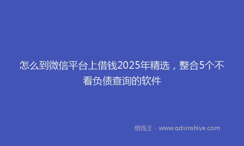 怎么到微信平台上借钱2025年精选，整合5个不看负债查询的软件