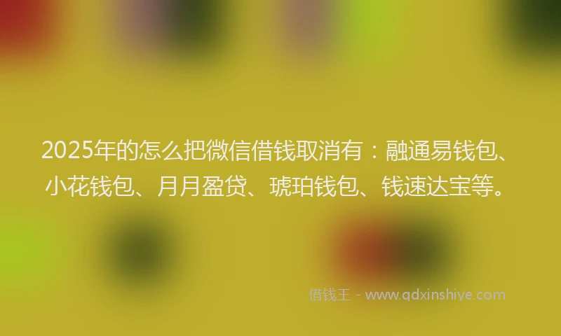 2025年的怎么把微信借钱取消有：融通易钱包、小花钱包、月月盈贷、琥珀钱包、钱速达宝等。