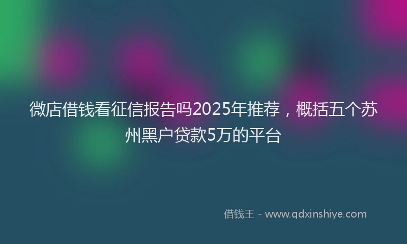 微店借钱看征信报告吗2025年推荐，概括五个苏州黑户贷款5万的平台
