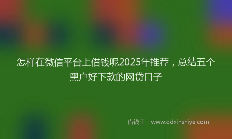 怎样在微信平台上借钱呢2025年推荐，总结五个黑户好下款的网贷口子