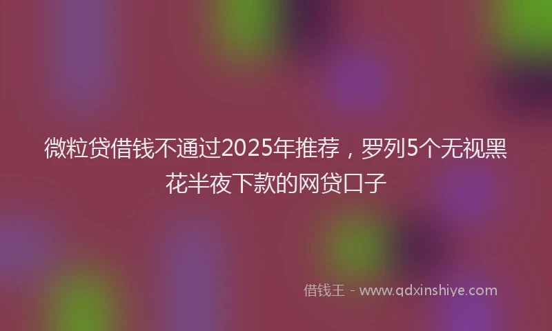 微粒贷借钱不通过2025年推荐，罗列5个无视黑花半夜下款的网贷口子