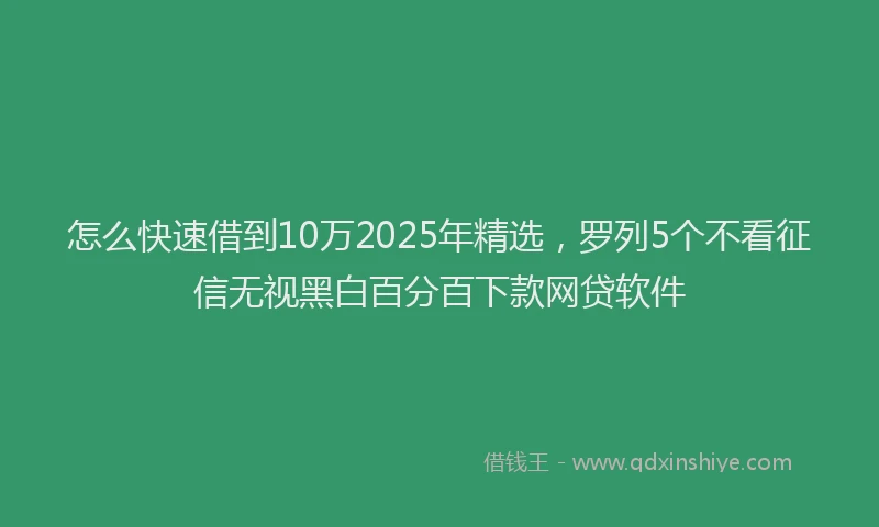 怎么快速借到10万2025年精选，罗列5个不看征信无视黑白百分百下款网贷软件
