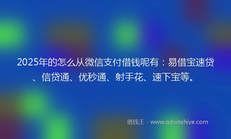 2025年的怎么从微信支付借钱呢有：易借宝速贷、信贷通、优秒通、射手花、速下宝等。