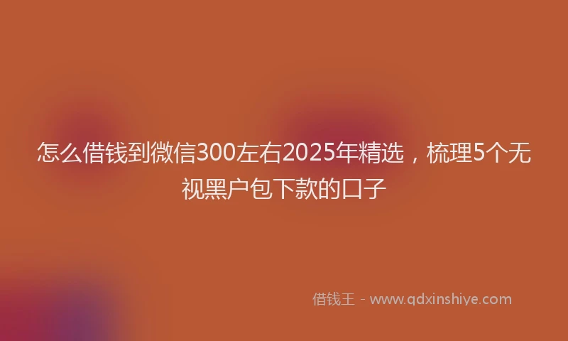 怎么借钱到微信300左右2025年精选，梳理5个无视黑户包下款的口子