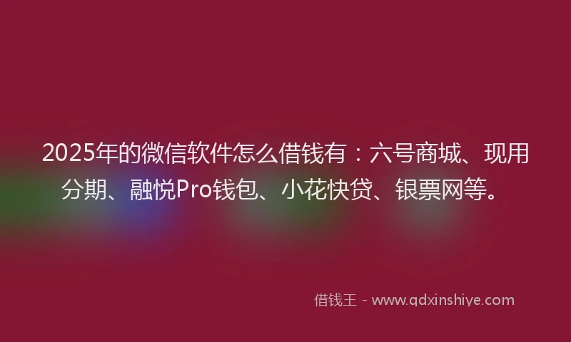 2025年的微信软件怎么借钱有：六号商城、现用分期、融悦Pro钱包、小花快贷、银票网等。