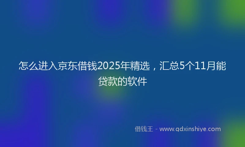 怎么进入京东借钱2025年精选，汇总5个11月能贷款的软件