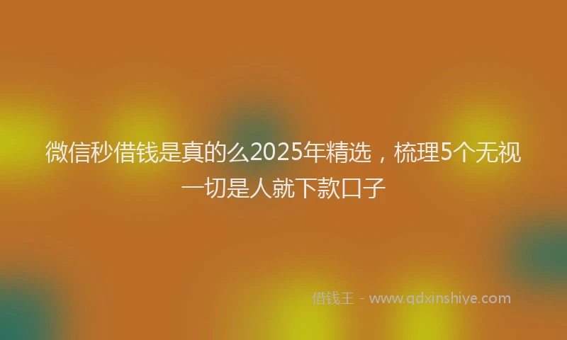 微信秒借钱是真的么2025年精选，梳理5个无视一切是人就下款口子