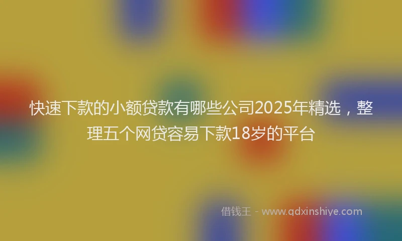 快速下款的小额贷款有哪些公司2025年精选，整理五个网贷容易下款18岁的平台