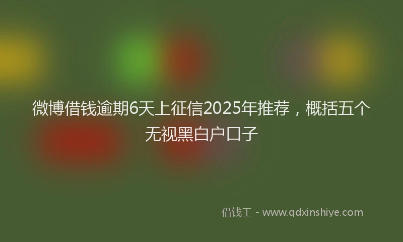微博借钱逾期6天上征信2025年推荐，概括五个无视黑白户口子