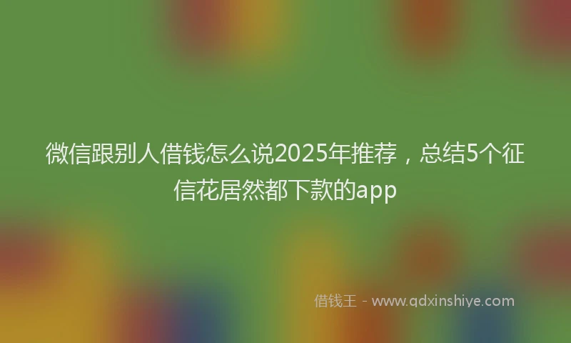 微信跟别人借钱怎么说2025年推荐，总结5个征信花居然都下款的app