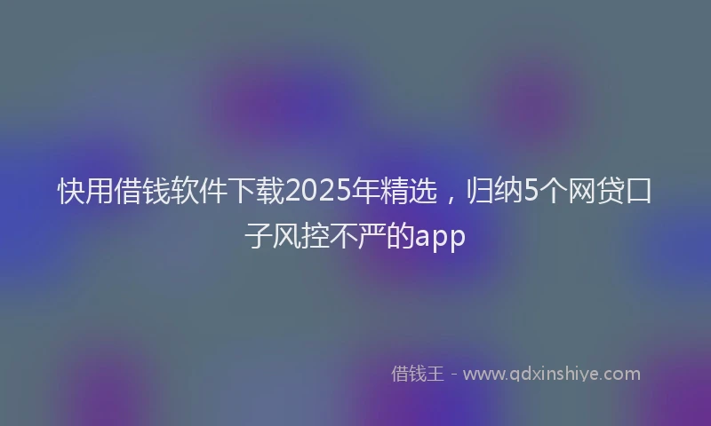 快用借钱软件下载2025年精选，归纳5个网贷口子风控不严的app