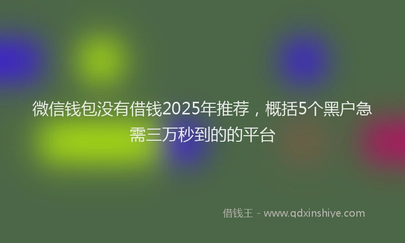 微信钱包没有借钱2025年推荐，概括5个黑户急需三万秒到的的平台