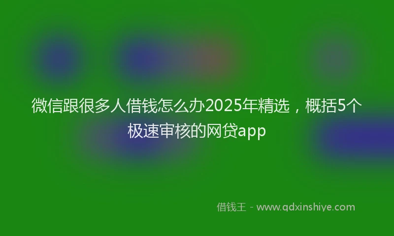 微信跟很多人借钱怎么办2025年精选，概括5个极速审核的网贷app