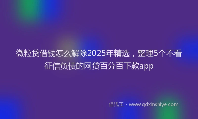 微粒贷借钱怎么解除2025年精选，整理5个不看征信负债的网贷百分百下款app