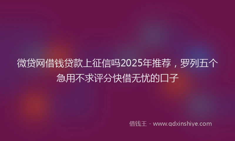 微贷网借钱贷款上征信吗2025年推荐，罗列五个急用不求评分快借无忧的口子