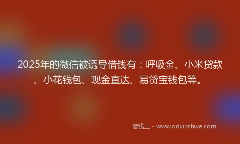 2025年的微信被诱导借钱有：呼吸金、小米贷款、小花钱包、现金直达、易贷宝钱包等。