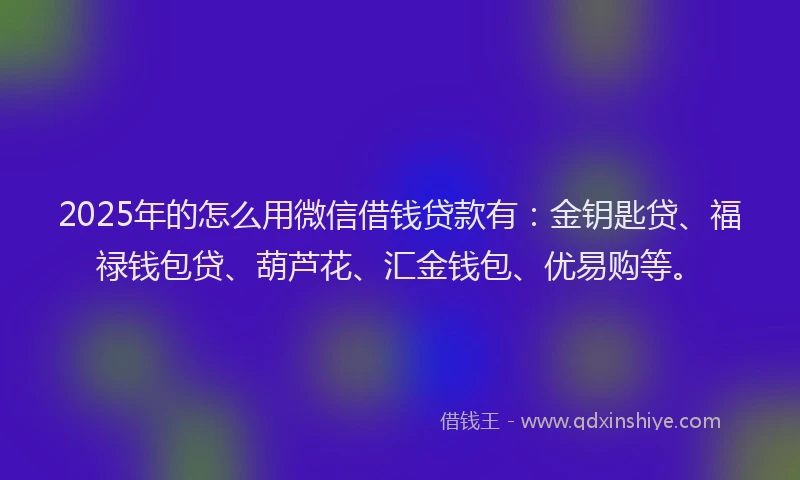 2025年的怎么用微信借钱贷款有：金钥匙贷、福禄钱包贷、葫芦花、汇金钱包、优易购等。