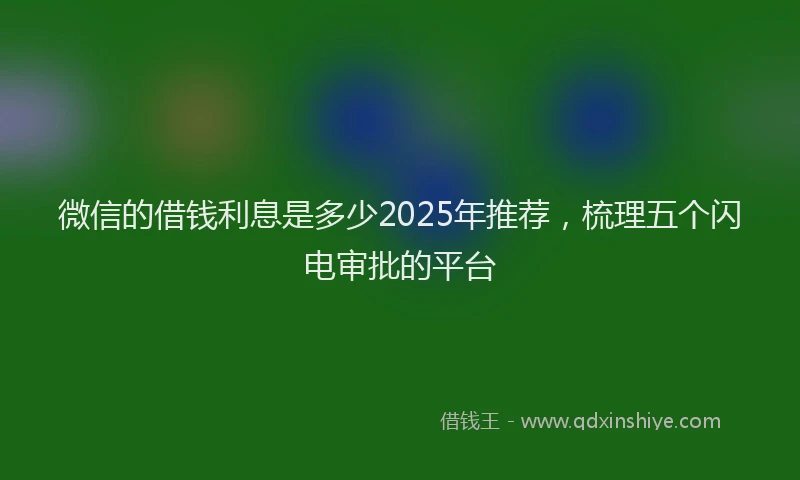 微信的借钱利息是多少2025年推荐，梳理五个闪电审批的平台