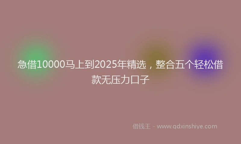 急借10000马上到2025年精选，整合五个轻松借款无压力口子