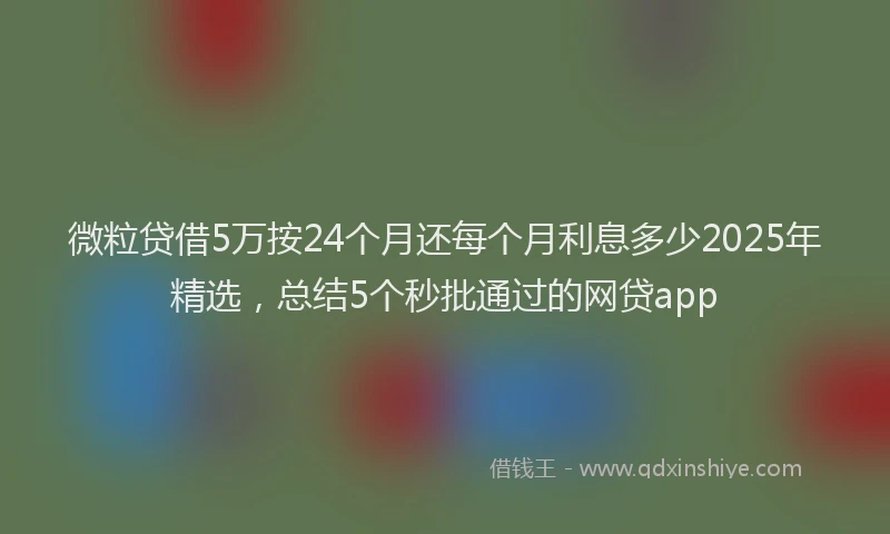 微粒贷借5万按24个月还每个月利息多少2025年精选，总结5个秒批通过的网贷app