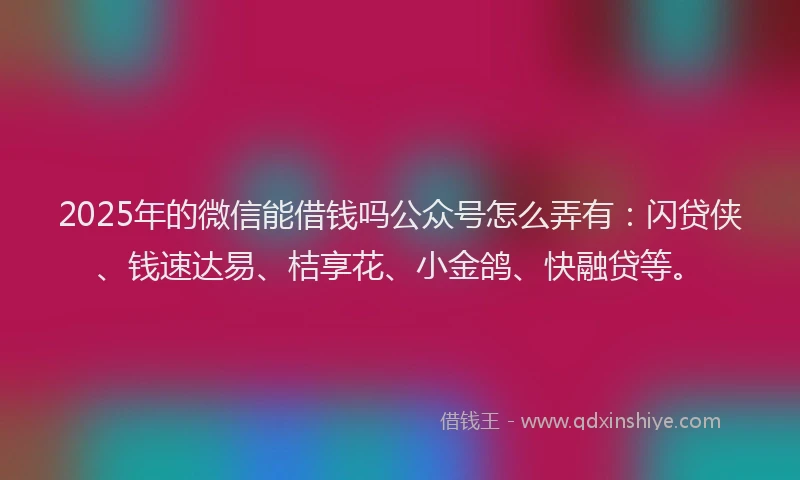 2025年的微信能借钱吗公众号怎么弄有：闪贷侠、钱速达易、桔享花、小金鸽、快融贷等。