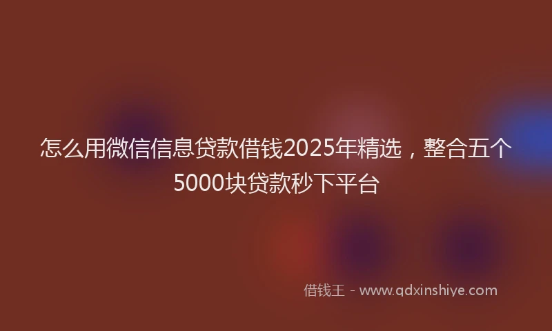 怎么用微信信息贷款借钱2025年精选，整合五个5000块贷款秒下平台