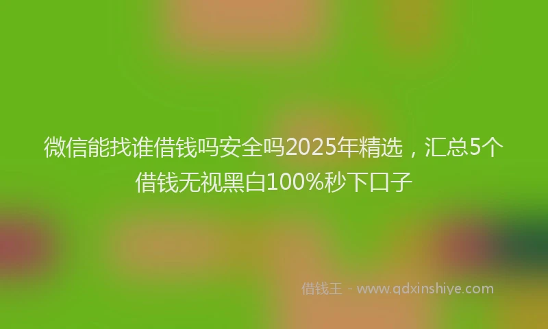 微信能找谁借钱吗安全吗2025年精选，汇总5个借钱无视黑白100%秒下口子