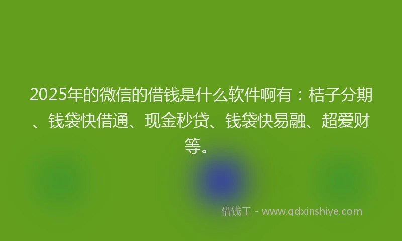 2025年的微信的借钱是什么软件啊有：桔子分期、钱袋快借通、现金秒贷、钱袋快易融、超爱财等。