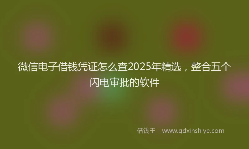 微信电子借钱凭证怎么查2025年精选，整合五个闪电审批的软件