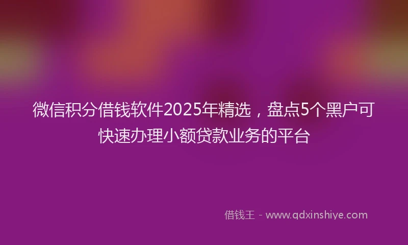 微信积分借钱软件2025年精选，盘点5个黑户可快速办理小额贷款业务的平台
