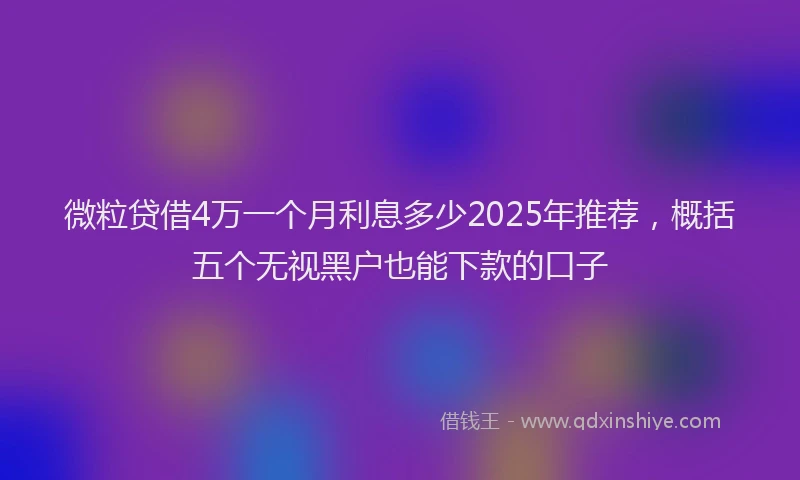 微粒贷借4万一个月利息多少2025年推荐，概括五个无视黑户也能下款的口子