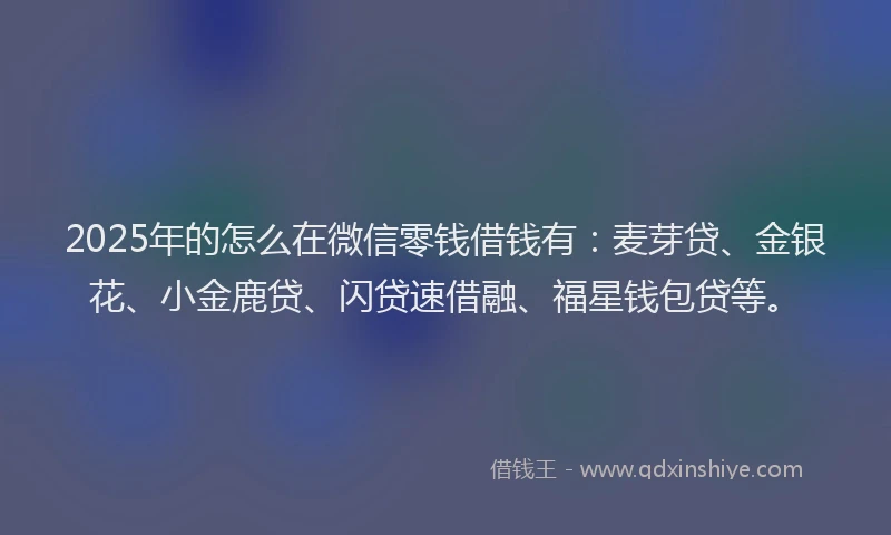 2025年的怎么在微信零钱借钱有：麦芽贷、金银花、小金鹿贷、闪贷速借融、福星钱包贷等。