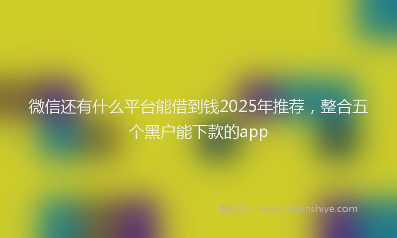 微信还有什么平台能借到钱2025年推荐，整合五个黑户能下款的app