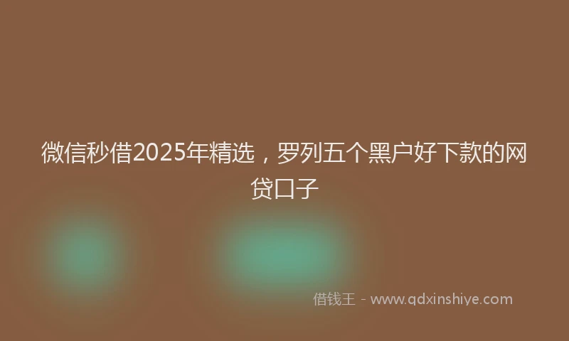 微信秒借2025年精选，罗列五个黑户好下款的网贷口子
