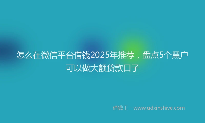 怎么在微信平台借钱2025年推荐，盘点5个黑户可以做大额贷款口子