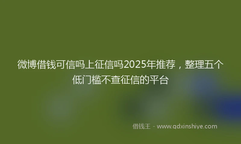 微博借钱可信吗上征信吗2025年推荐，整理五个低门槛不查征信的平台
