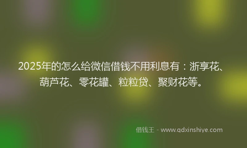 2025年的怎么给微信借钱不用利息有：浙享花、葫芦花、零花罐、粒粒贷、聚财花等。