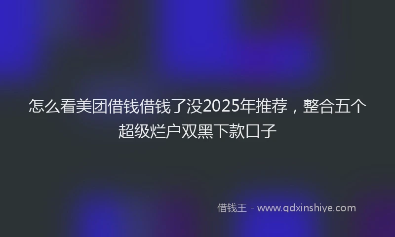 怎么看美团借钱借钱了没2025年推荐，整合五个超级烂户双黑下款口子