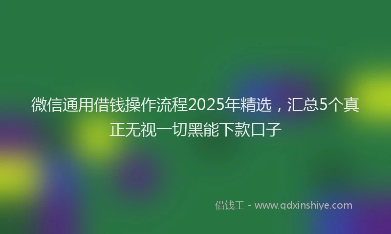 微信通用借钱操作流程2025年精选，汇总5个真正无视一切黑能下款口子