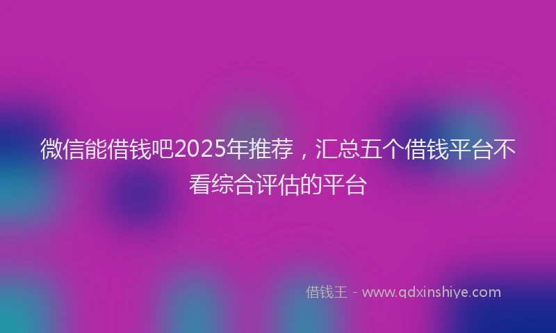 微信能借钱吧2025年推荐，汇总五个借钱平台不看综合评估的平台