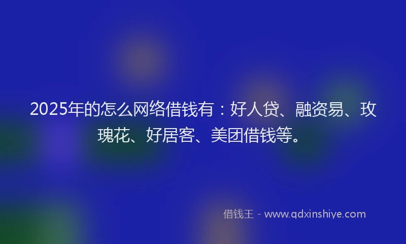 2025年的怎么网络借钱有：好人贷、融资易、玫瑰花、好居客、美团借钱等。