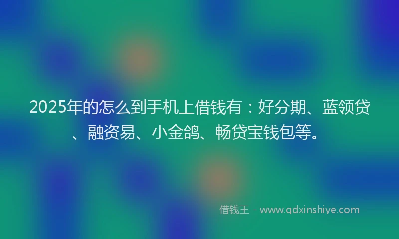 2025年的怎么到手机上借钱有：好分期、蓝领贷、融资易、小金鸽、畅贷宝钱包等。