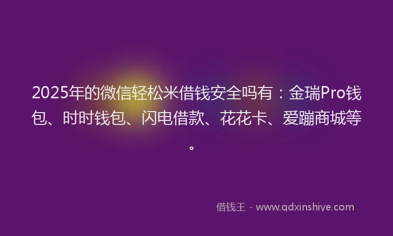 2025年的微信轻松米借钱安全吗有：金瑞Pro钱包、时时钱包、闪电借款、花花卡、爱蹦商城等。