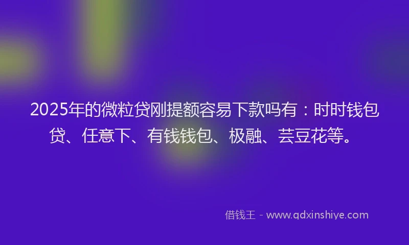 2025年的微粒贷刚提额容易下款吗有：时时钱包贷、任意下、有钱钱包、极融、芸豆花等。