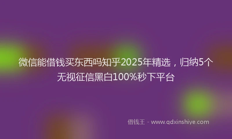 微信能借钱买东西吗知乎2025年精选，归纳5个无视征信黑白100%秒下平台